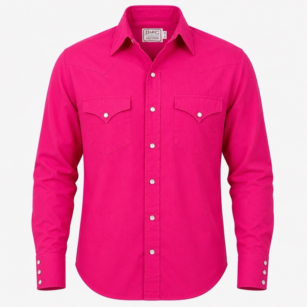 H BAR C California Ranchwear Pink Western Snap Button Shirt Men's 17 35 MINT